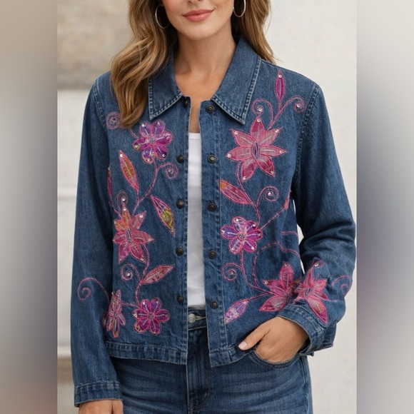 Tantrums Jackets & Blazers - Tantrums Vintage Embroidered Denim Jacket